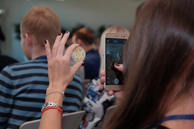 Gedetailleerde weergave van een Bitcoin munt